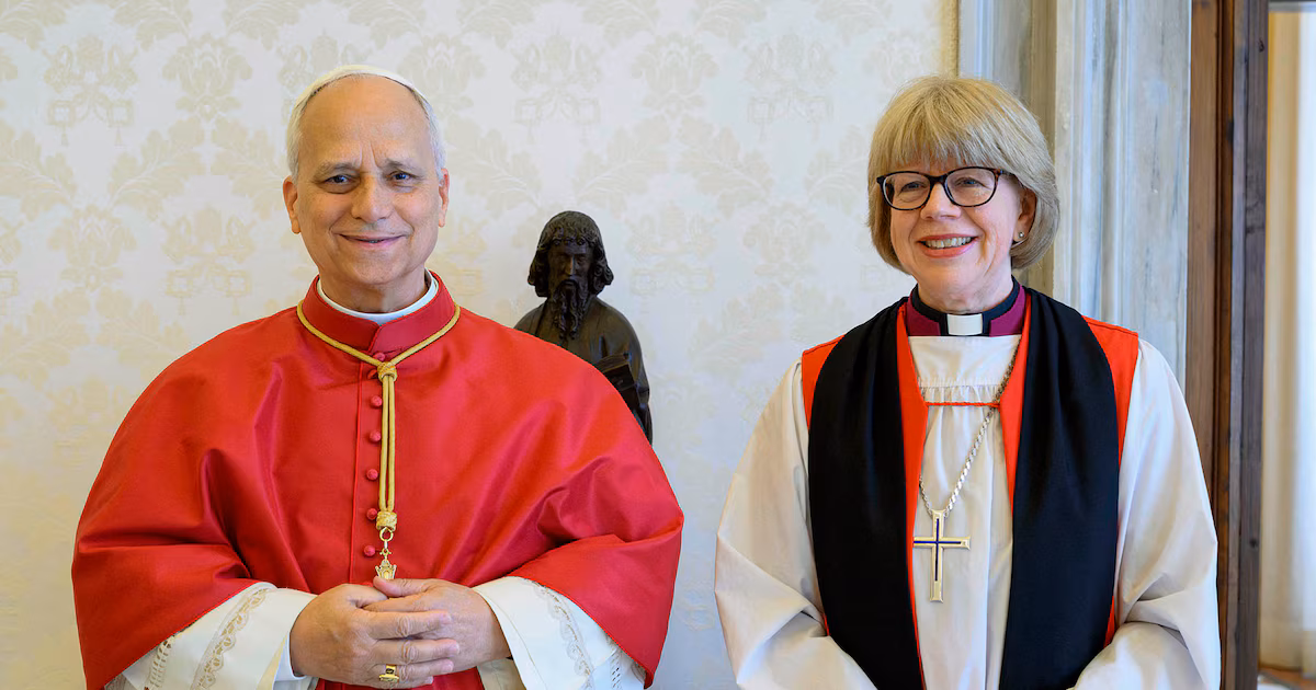 León XIV y la arzobispa de Canterbury rezaron juntos en el Vaticano