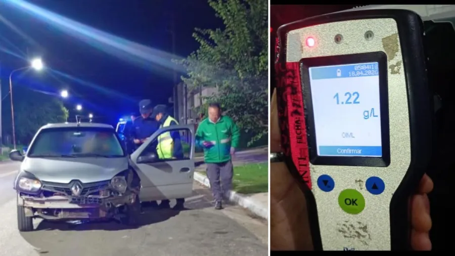 Conductor alcoholizado chocó un semáforo y discutió con los policías alegando ser “el movilero de Almará”