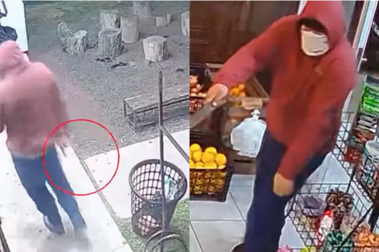 Video: entró con una cuchilla, robó más de $300 mil y lo detuvieron en un baldío en Villaguay