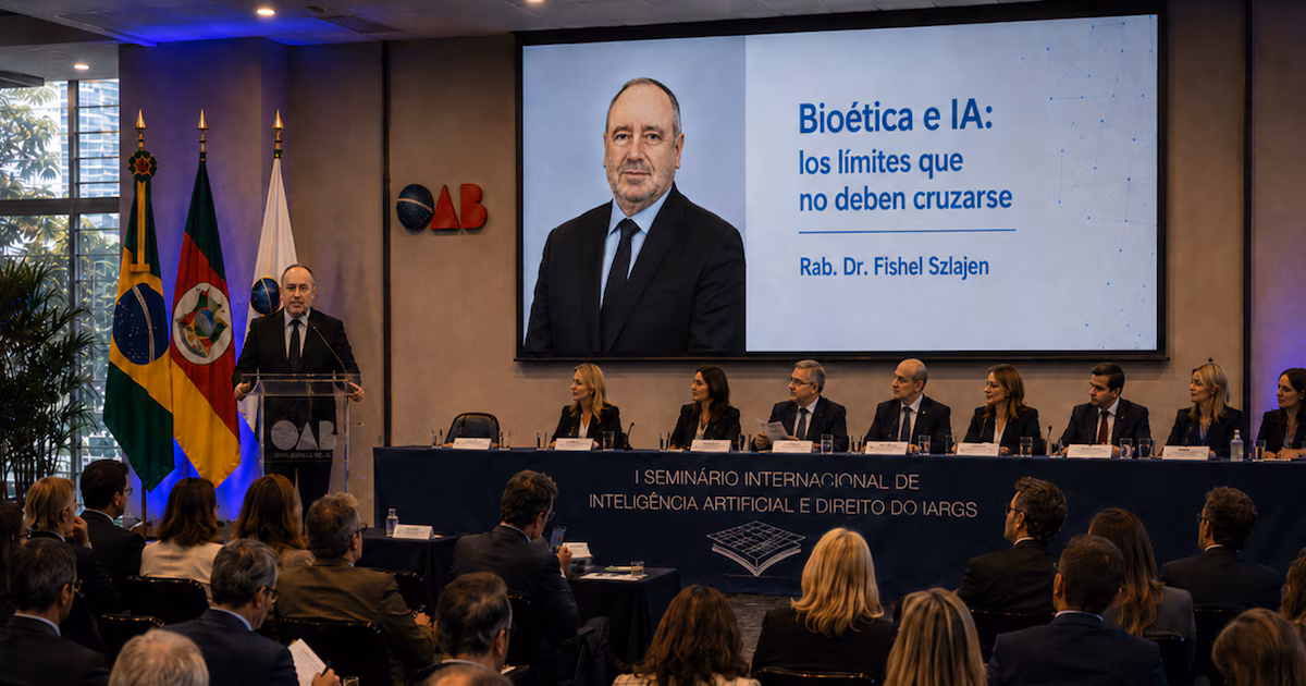 El rabino argentino Fishel Szlajen llevó la Ética del Límite al debate internacional sobre IA y Derecho en Porto Alegre