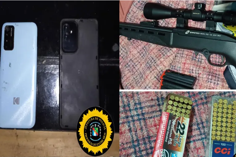 Allanamientos en La Paz: secuestraron armas, municiones y 24 celulares en una causa por amenazas