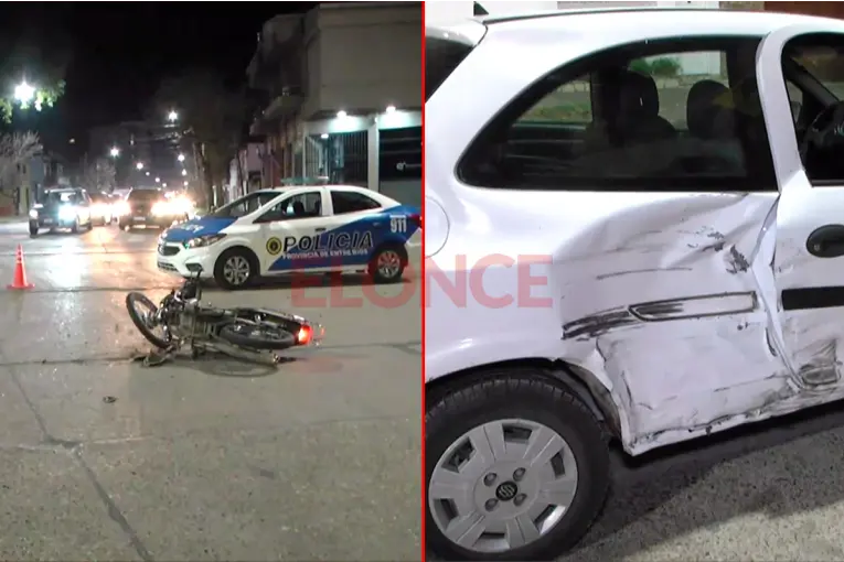 Chocaron un auto y una moto en transitada avenida de Paraná: un motociclista resultó herido