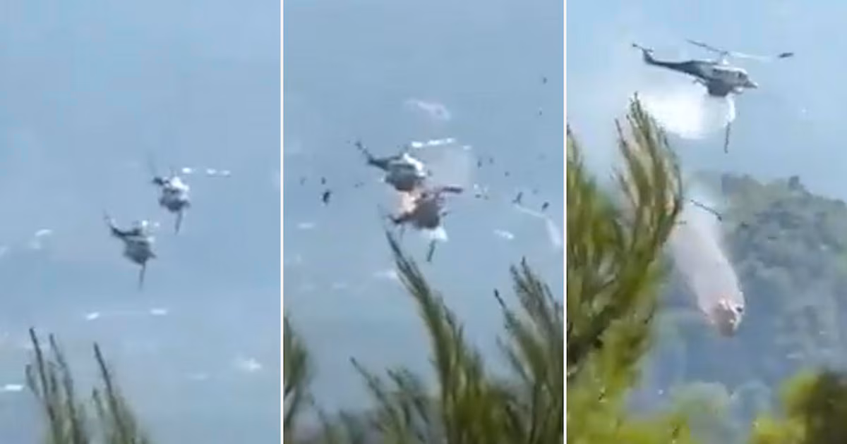 El impactante momento en que dos helicópteros chocaron mientras combatían un incendio forestal en GreciaLas autoridades informaron que en cada unidad viajaban dos tripulantes y que se desplegó un dispositivo de localización y rescate tras el incidente, aunque no hubo datos oficiales sobre su estado