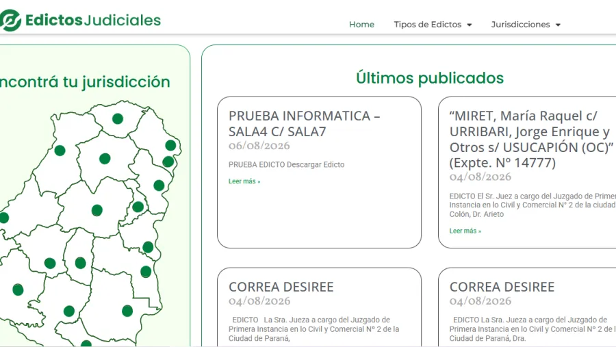 El Poder Judicial habilitó la publicación de edictos en un micrositio dentro de la web oficial