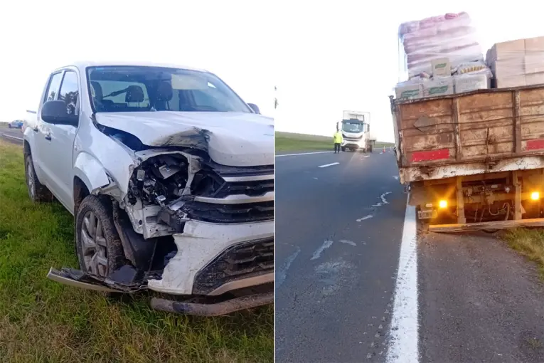 Camión perdió sus ruedas traseras en plena ruta y chocó contra una camioneta