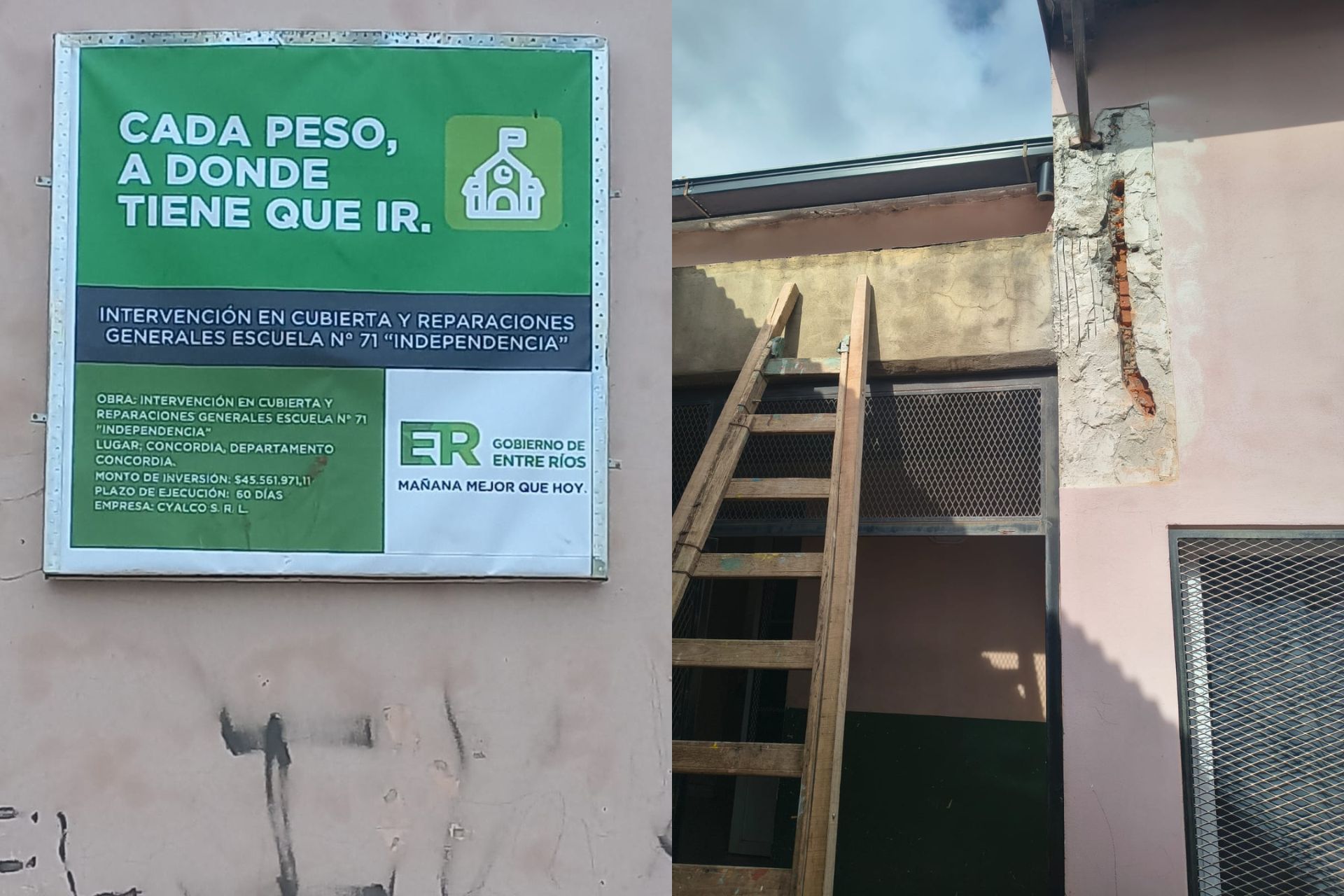 Trabajan en mejoras edilicias en la escuela N° 71 de Concordia
