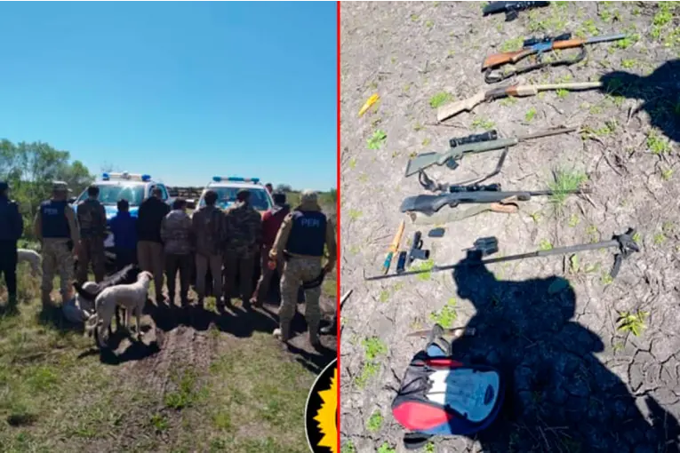 Operativo por caza ilegal en Alcaraz: interceptaron a siete hombres y secuestraron armas de fuego