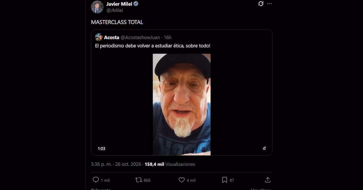El actor Juan Acosta volvió a defender a Milei: “No hay una persona que no lo agreda, ¿por qué no va agredir?”