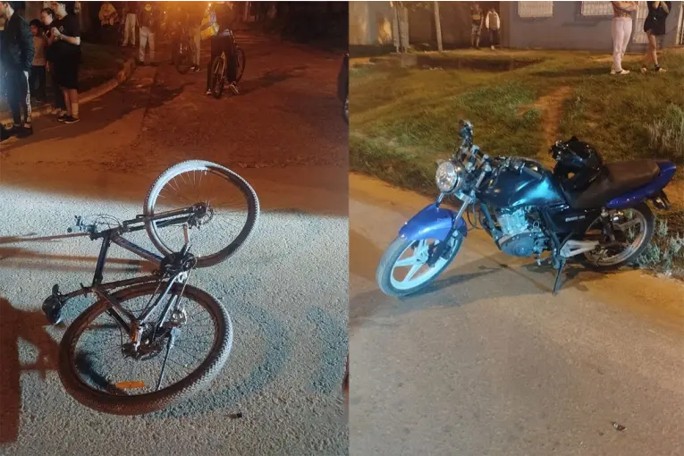Una mujer sufrió graves heridas tras un choque entre una moto y una bicicleta